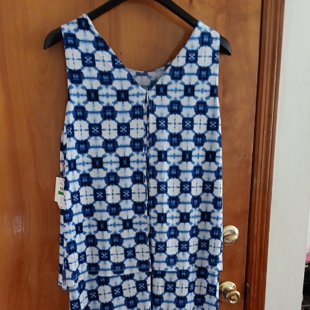 Rafaella Blue and Cream Patterned Dress - Picture 4 of 5